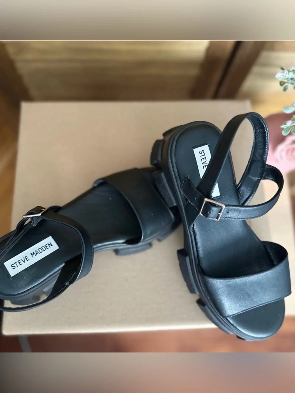 Steve Madden Black Platform Sandals